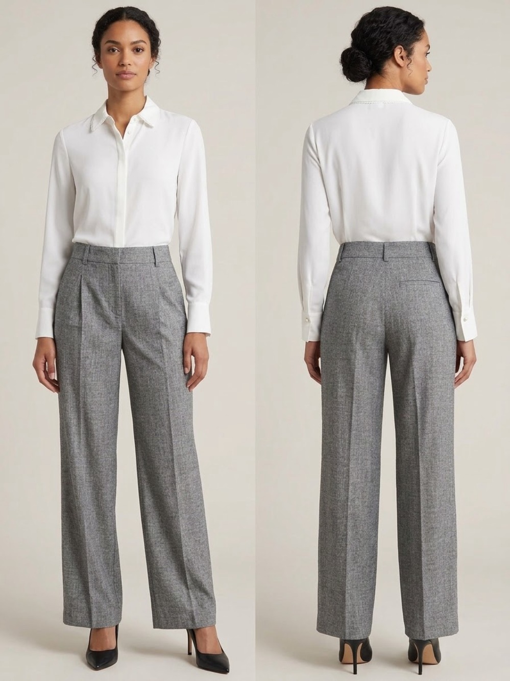 Worthington Gray High-Rise Wide-Leg Trousers
